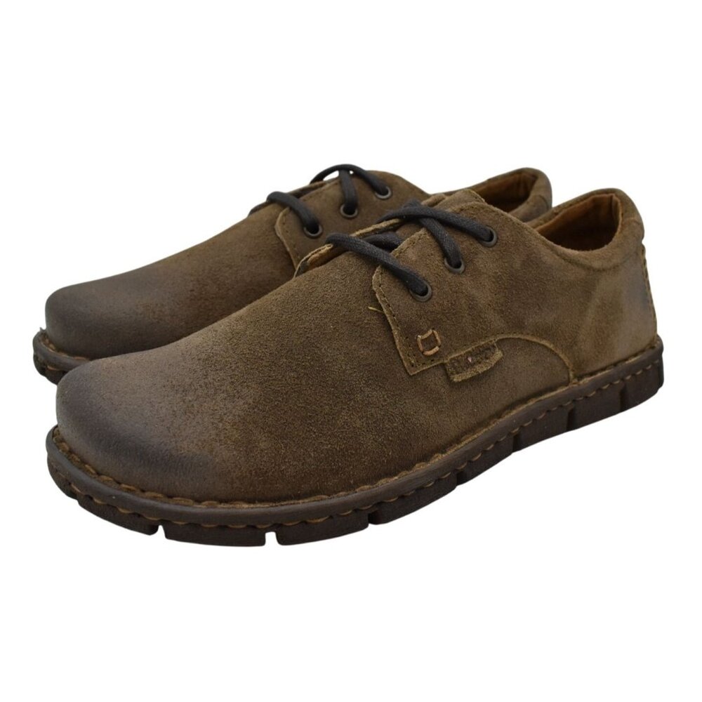 Born Mens Size 10 Soledad Taupe Distressed Suede Lace Up Casual Shoes